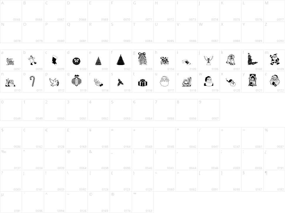 Christmas Debbie Character Map