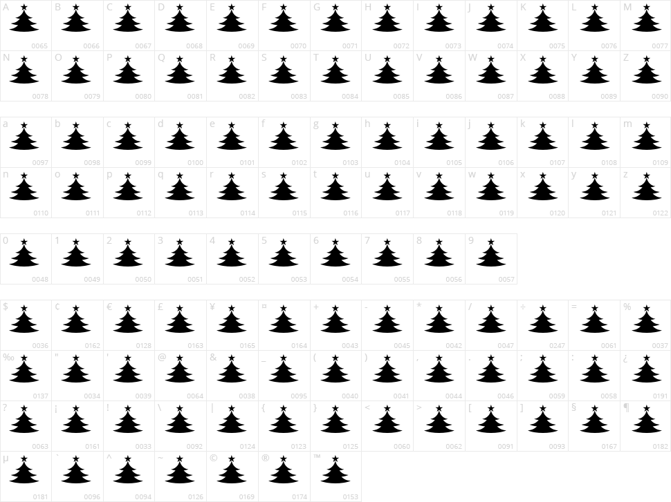 Christmas I Character Map