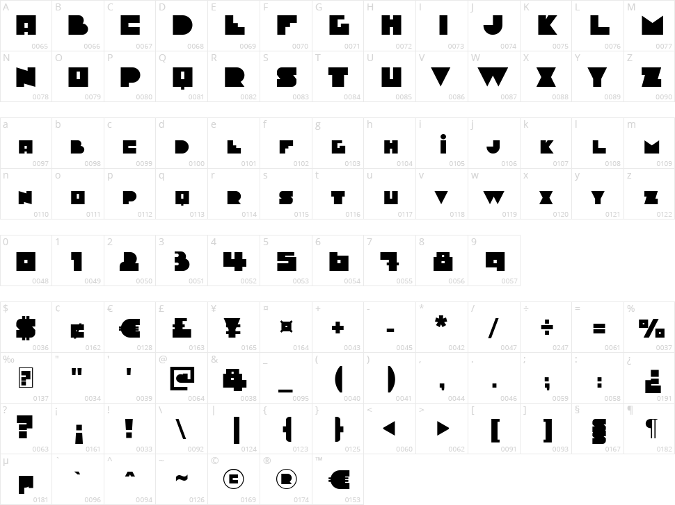 Cinema 40s Character Map