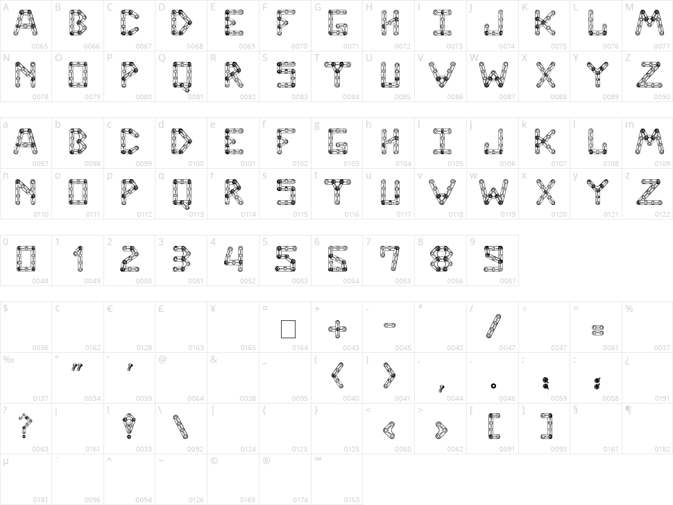 CJ Meccanector Character Map