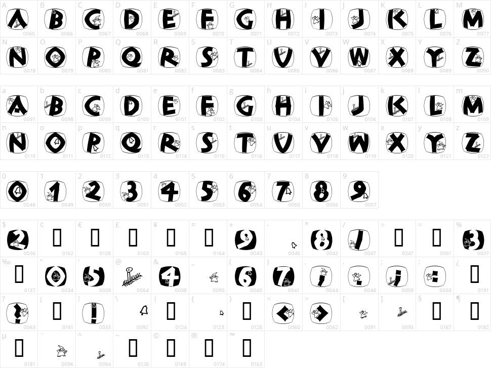 ClassiCaps Xmas Character Map