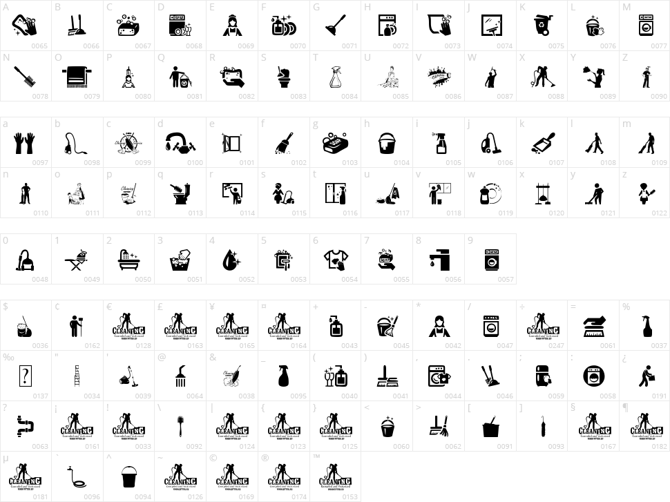Cleaner Character Map