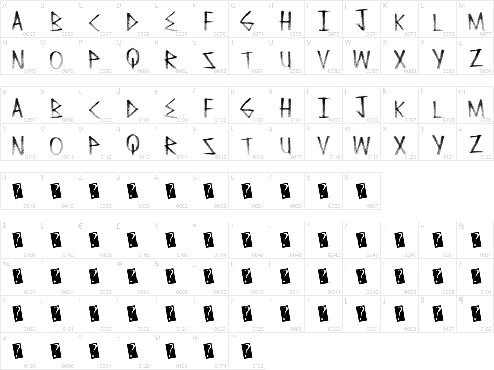 CleanFade Character Map