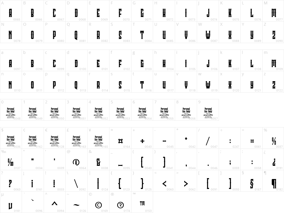 Clobot Character Map