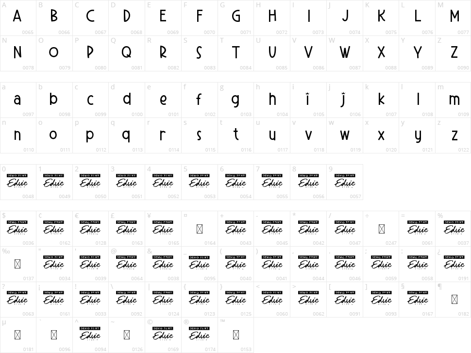 Clock Crown Character Map