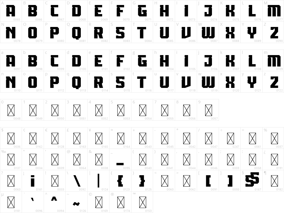 Clowsh Character Map