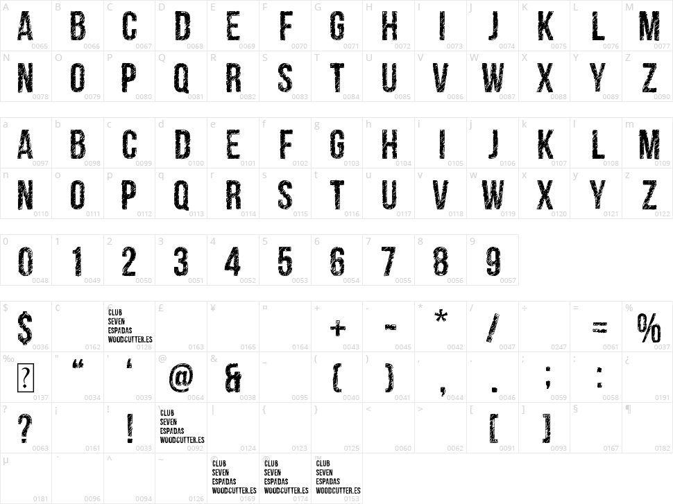 Club Seven Espadas Character Map