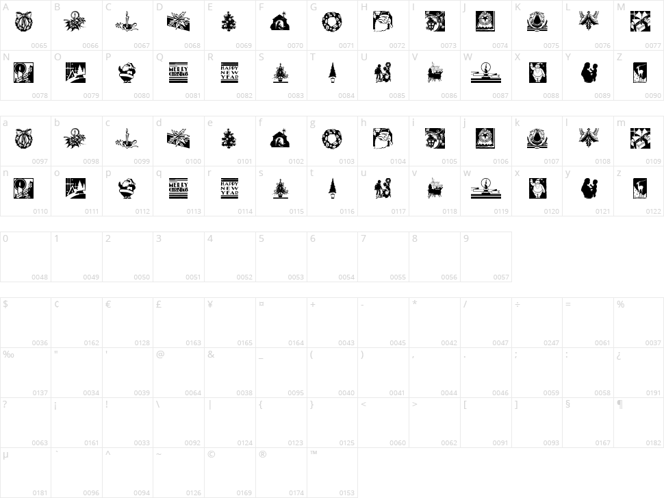 Cobb Shinn Christmas Cuts Character Map
