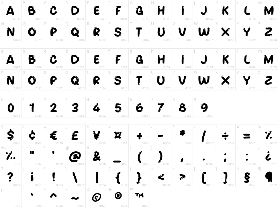 Cold Icey Character Map