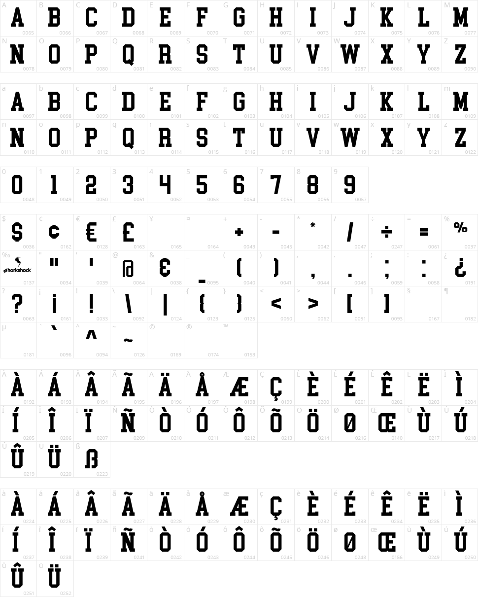 College Block Character Map