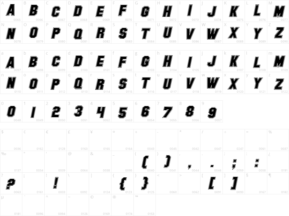 Collegerion Character Map