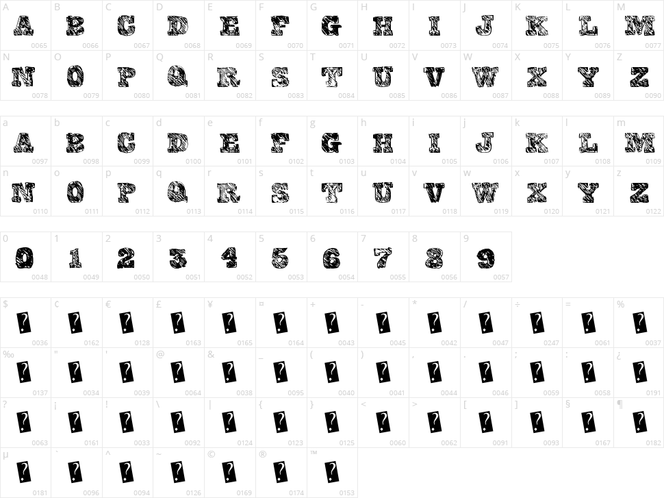 College Scribble Character Map