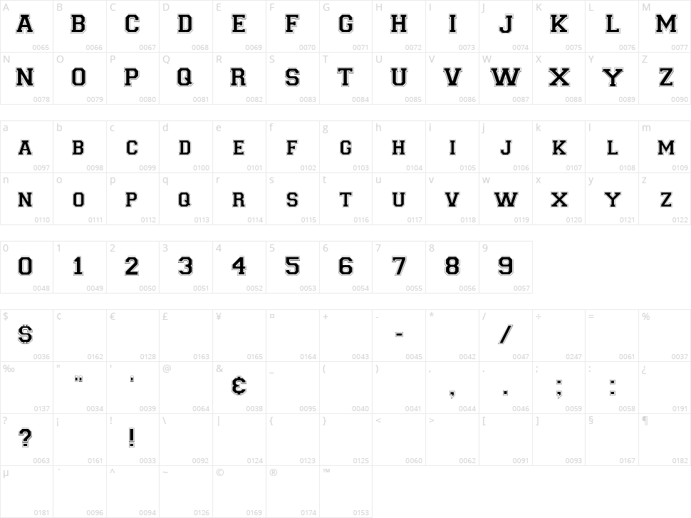 Collegiate FLF Character Map