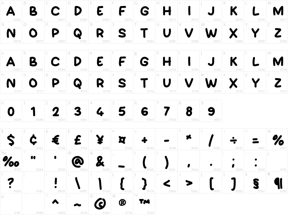 Comikan Character Map