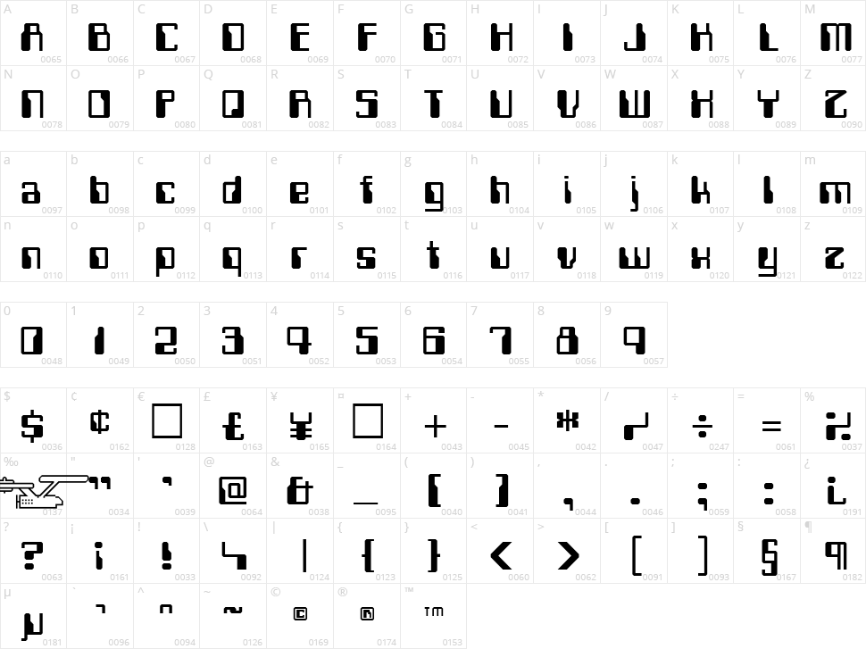 Computerfont Character Map