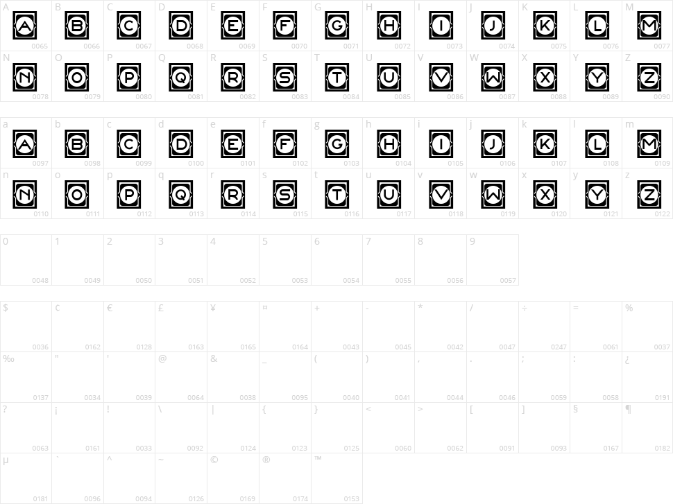Concave Frames Character Map