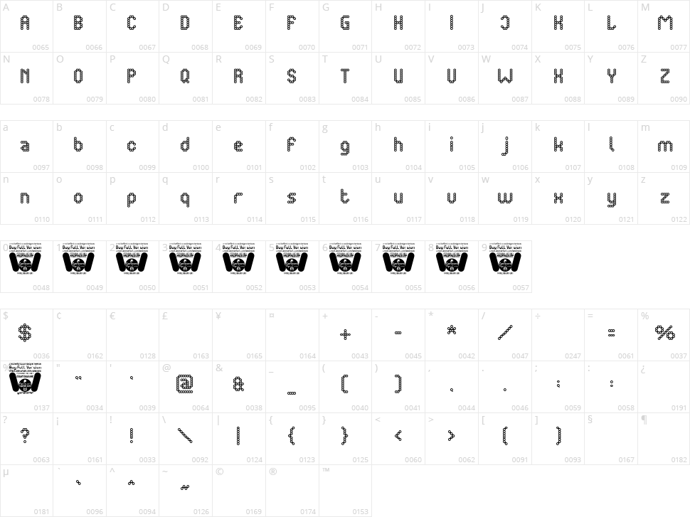 Connect The Dots Character Map