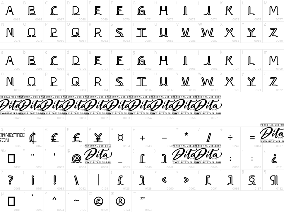 Connected Neon Character Map