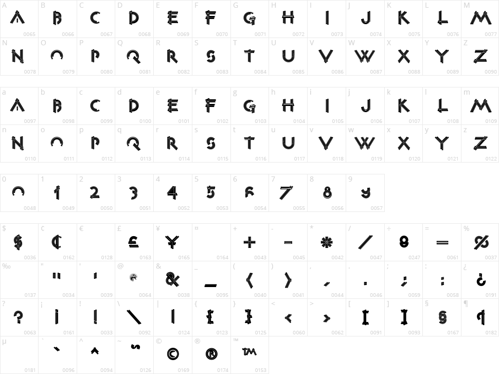 Construxia Black Inline Character Map