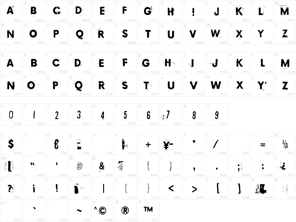 Copycat 759 Character Map