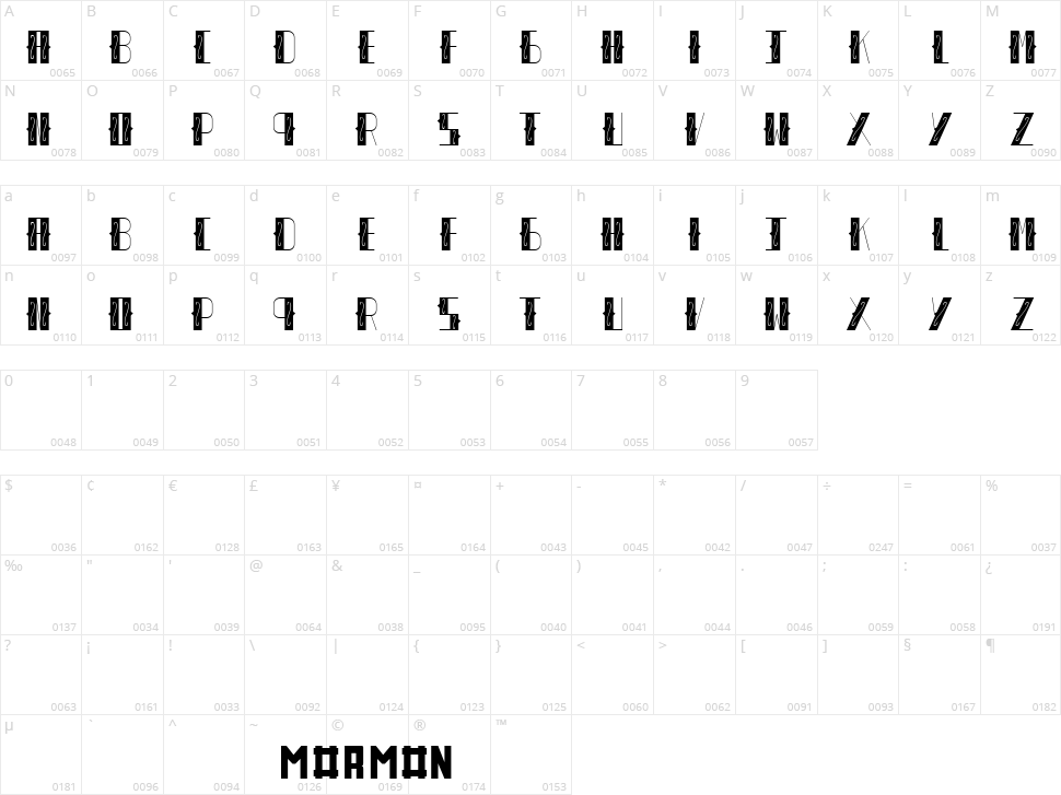 Corral Character Map