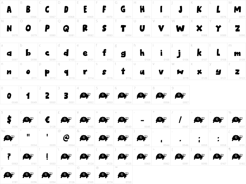 Cosmic Turtle Character Map
