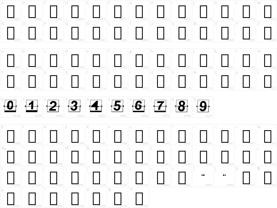 Counter Flipper Character Map
