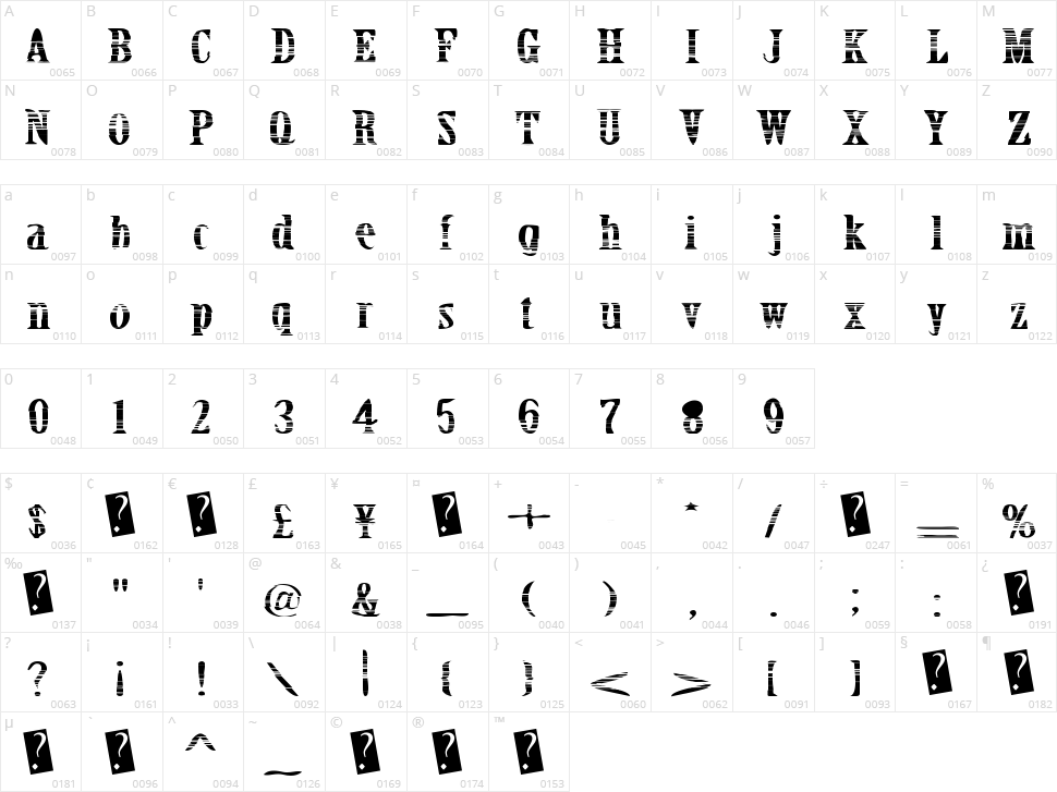 Crack Bars Character Map