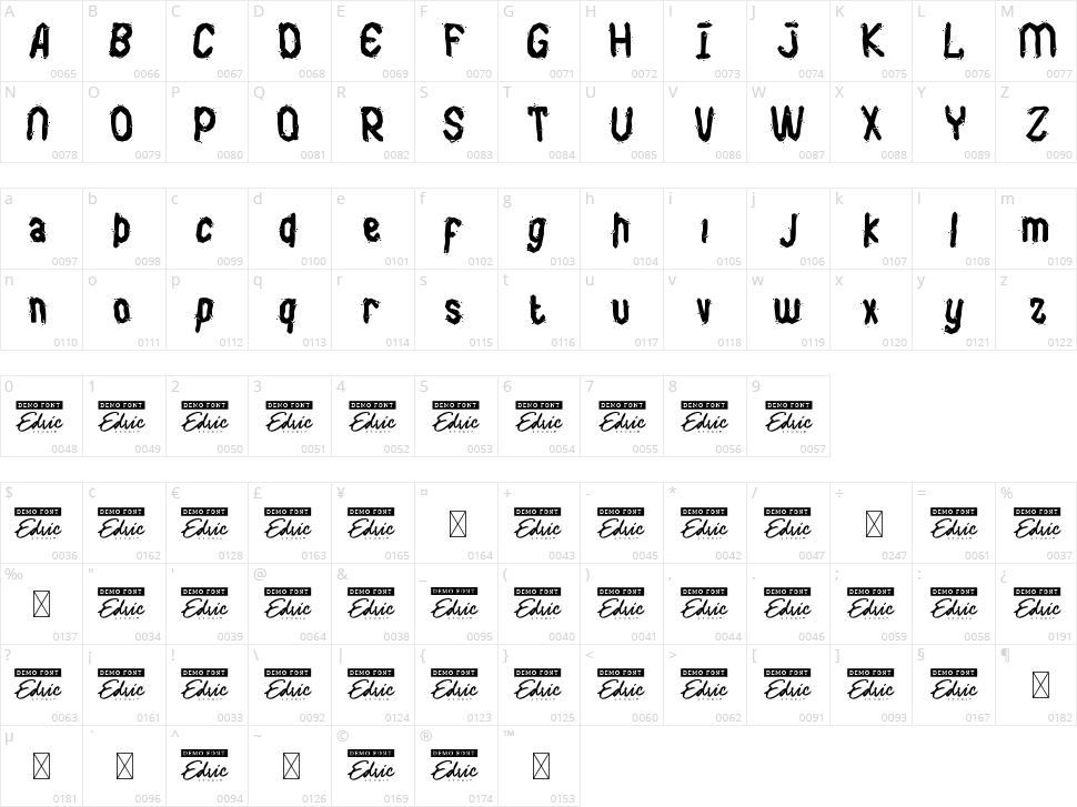 Cracked Words Character Map