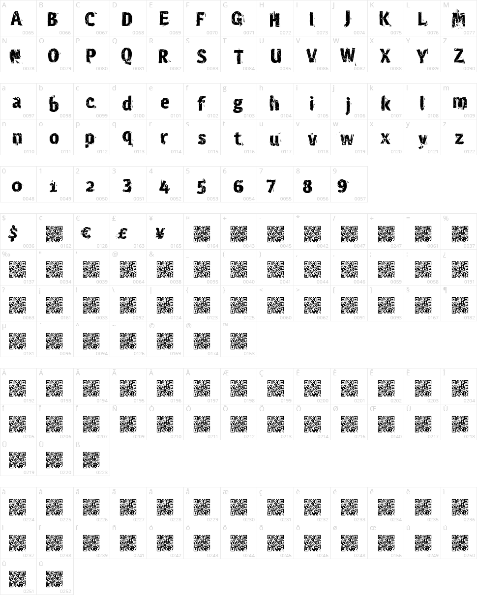 Crash Site Character Map