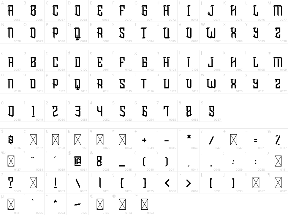 Crawless Character Map