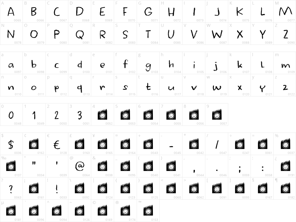 Crayon Works Character Map