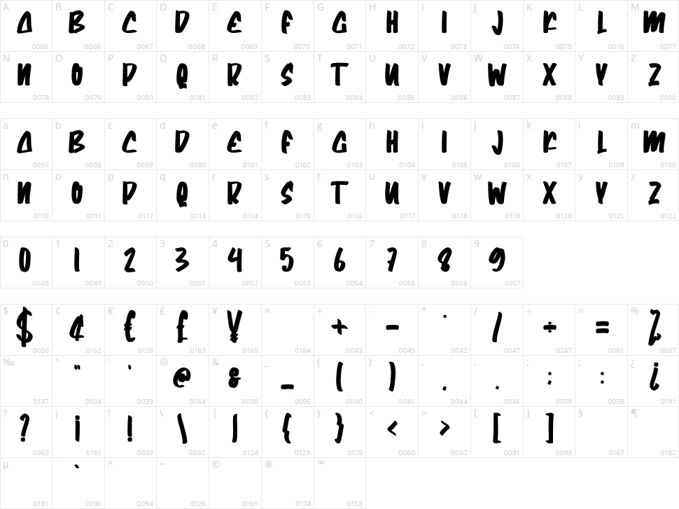 Creaks Character Map