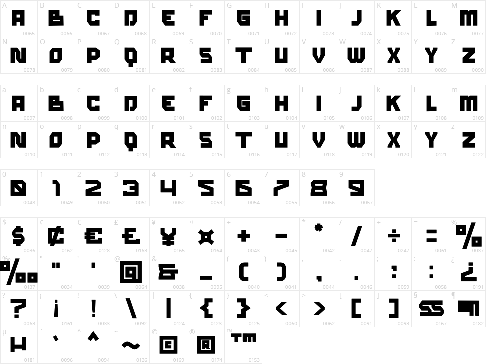 creber Character Map