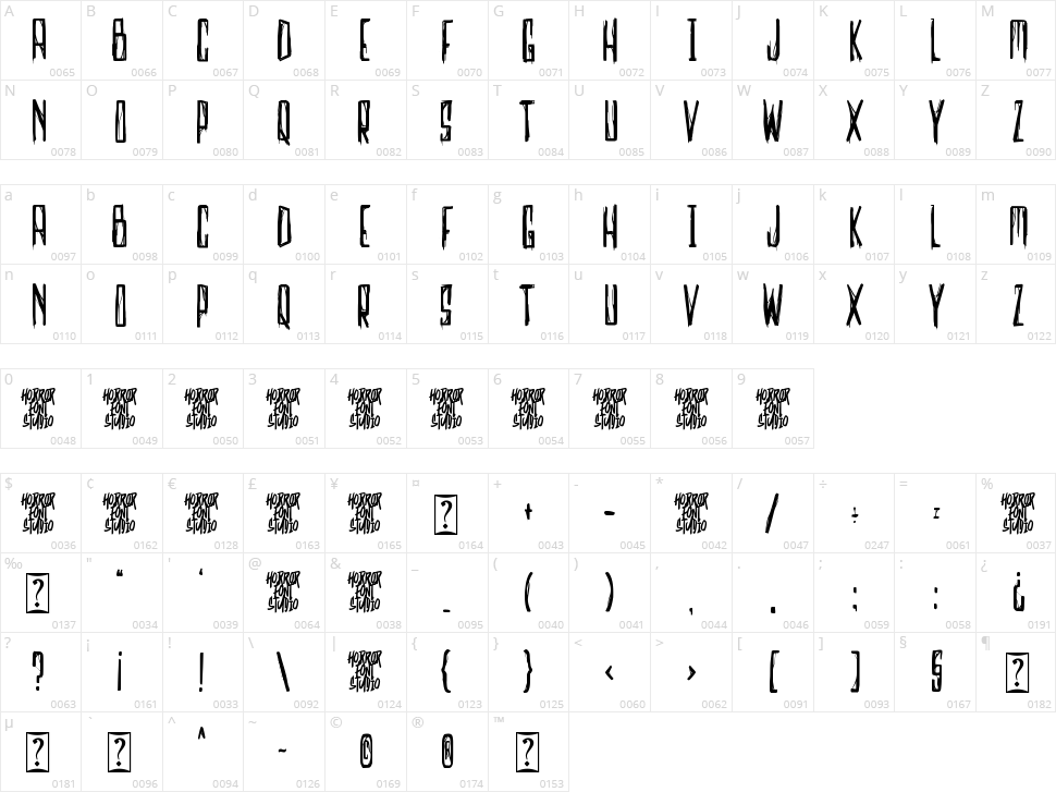 Creepy Narrows Character Map