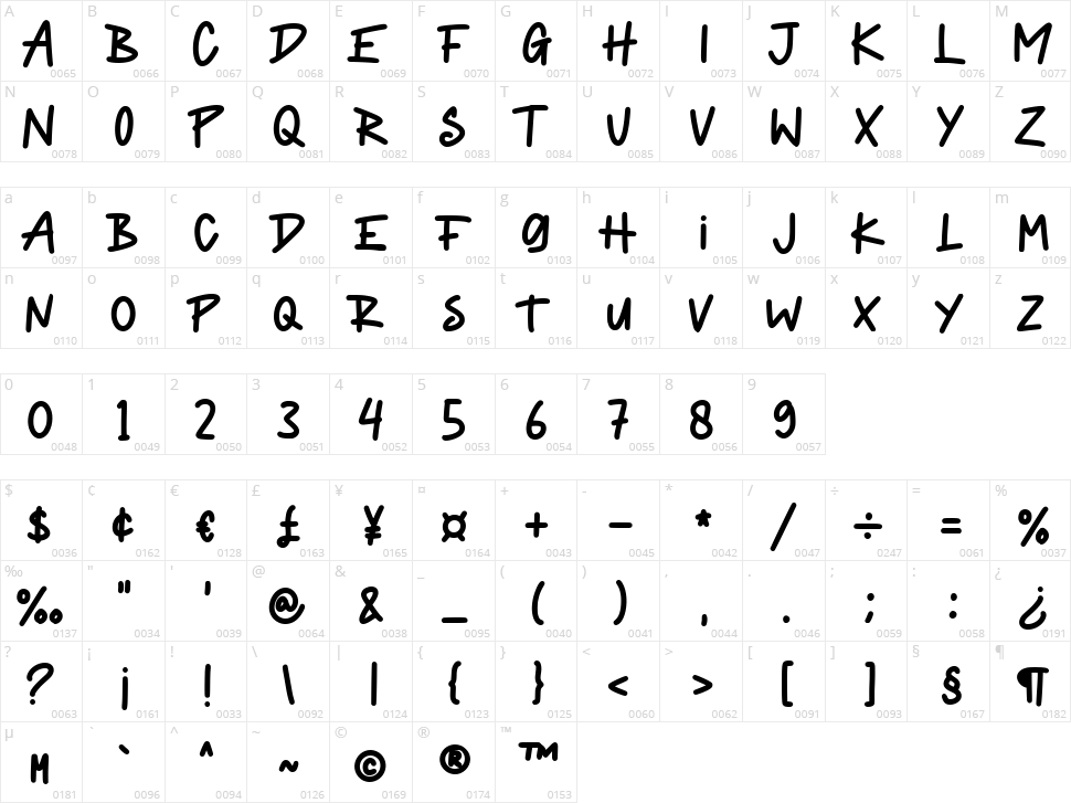 Crisp Cracks Character Map