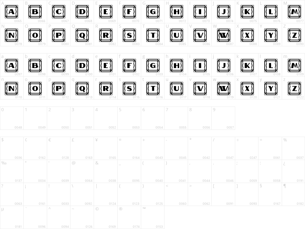 Crisper Capitals Character Map