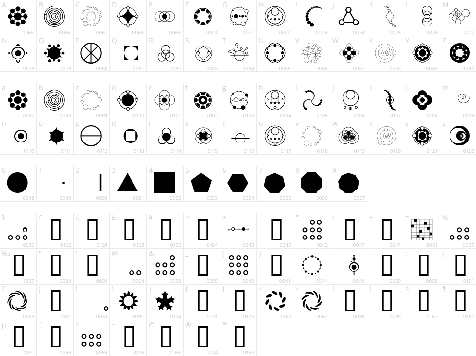 Crop Circle Dingbats Character Map