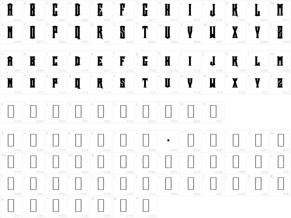 Crown Title Character Map