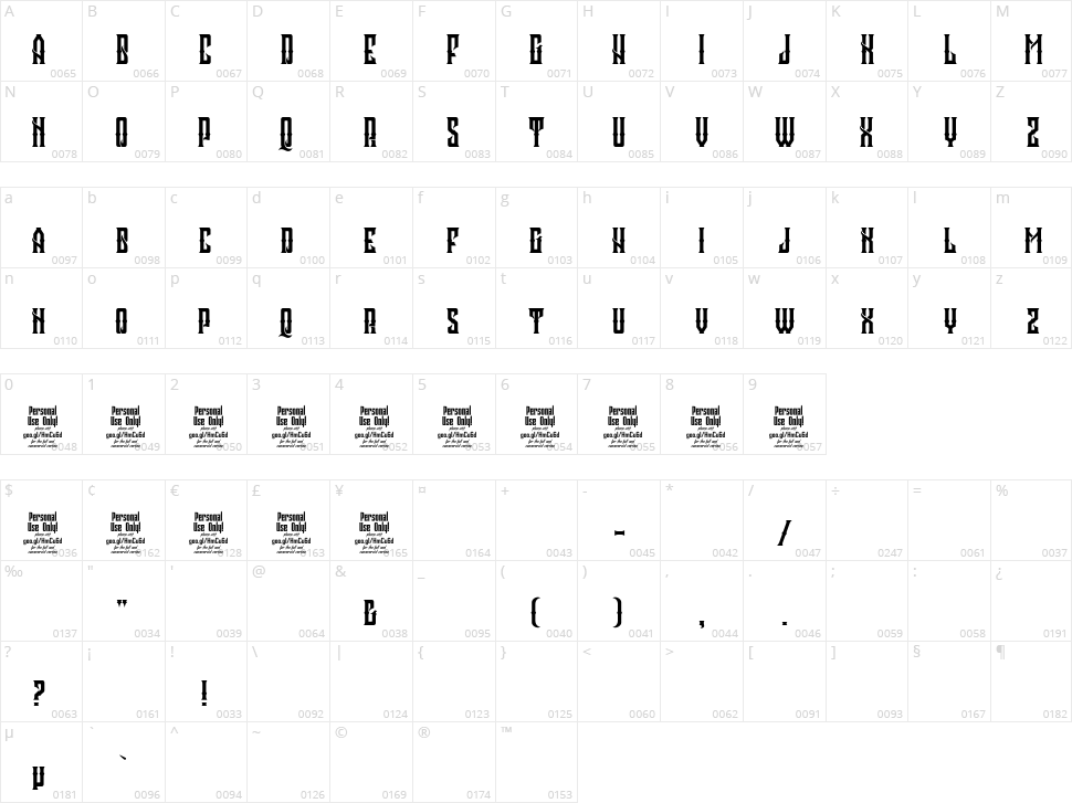 Crozzoe Character Map