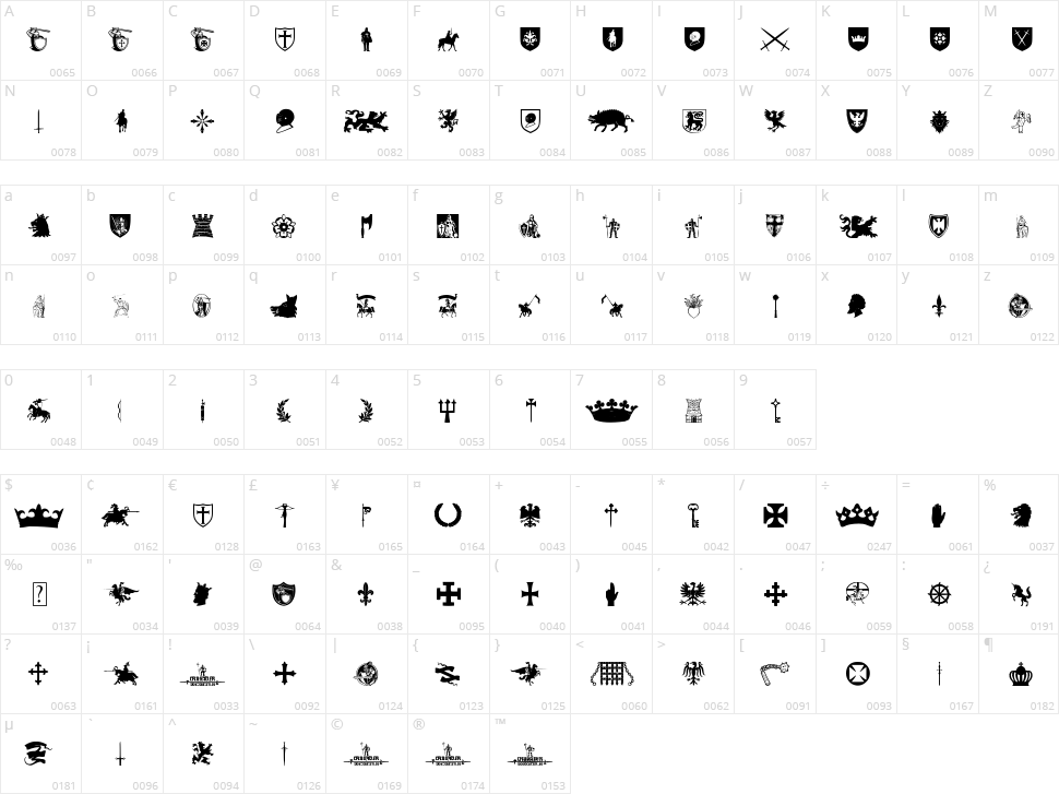 Crusader Character Map