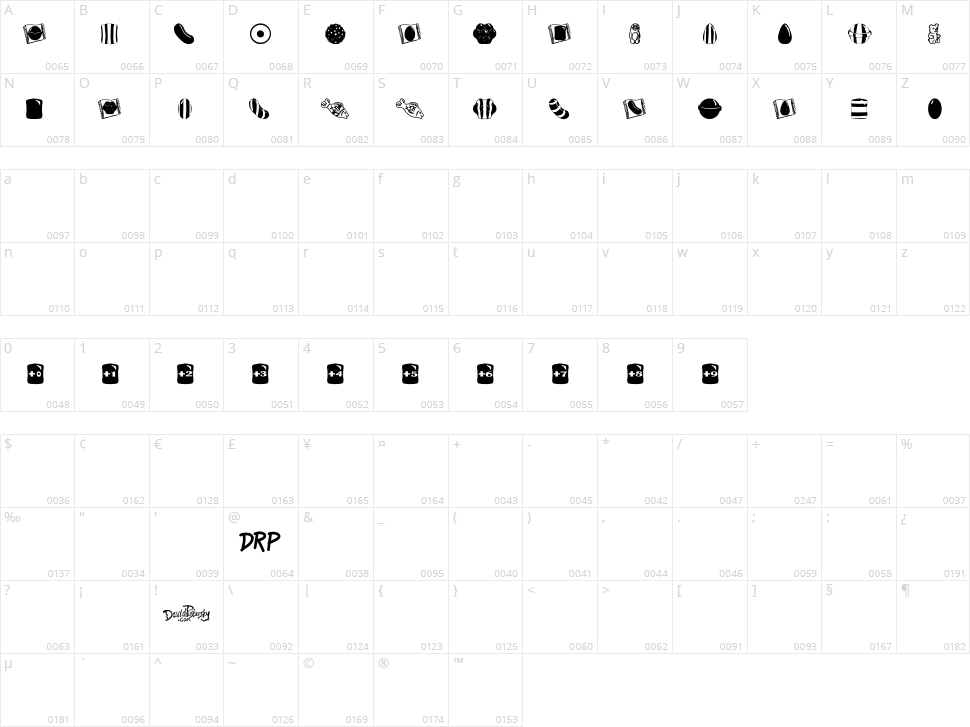 Crushed Candy Character Map