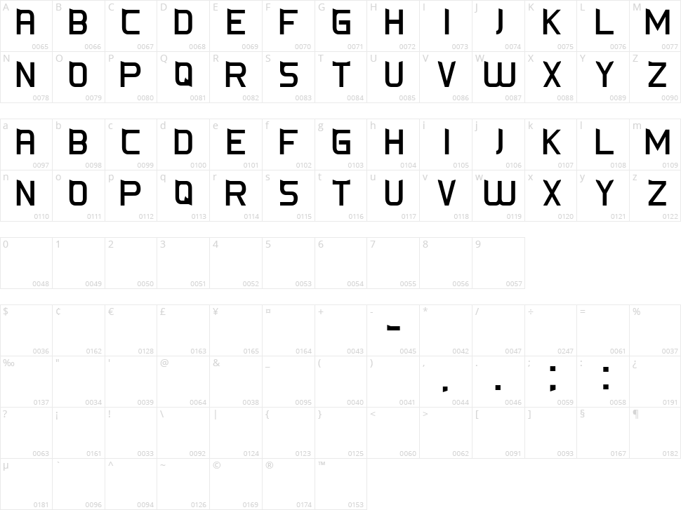 CS-Fox Character Map