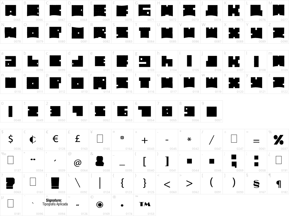 Cubic Bold Character Map