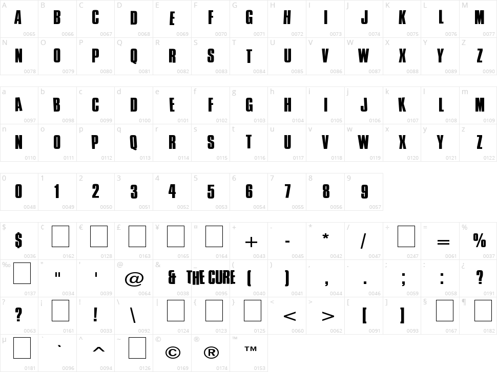 Cure - Wild Moog Swing Character Map
