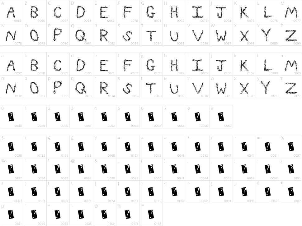 CurlyQue Character Map