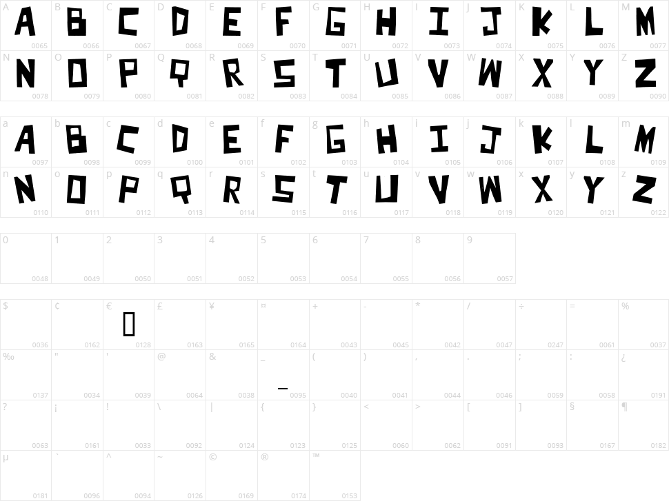Cut It Out Character Map