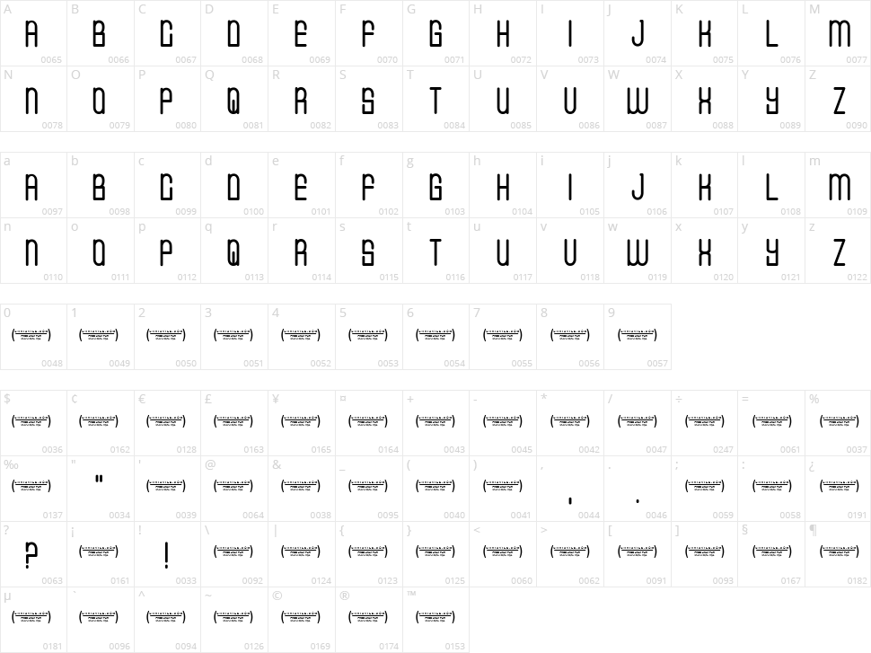 CVF Buffalo Grove Character Map