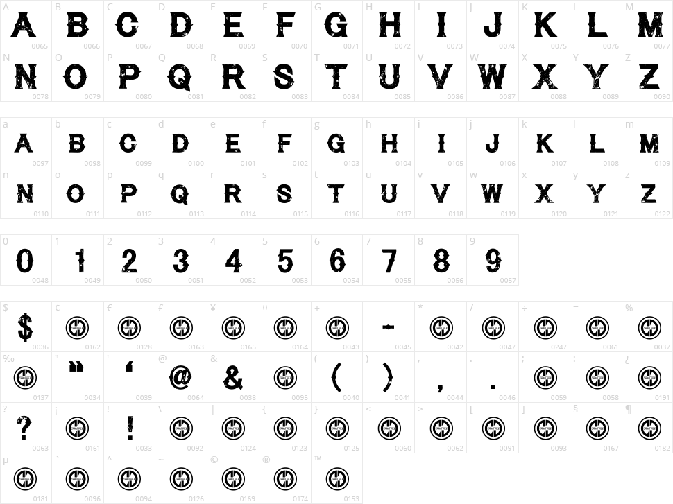 Cynical Hills Character Map