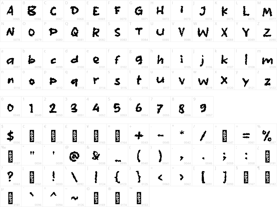 d Down Cloud Character Map
